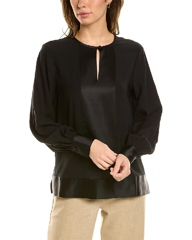 Brooks Brothers Silk-Blend Blouse Textured Cotton Blouse
