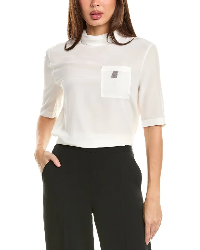 Brunello Cucinelli Silk Blouse Romantic Lace Blouse