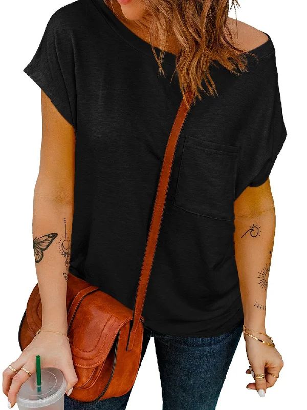 Casual Off The Shoulder T-Shirt Thin T-Shirt Open Front Quick Dry