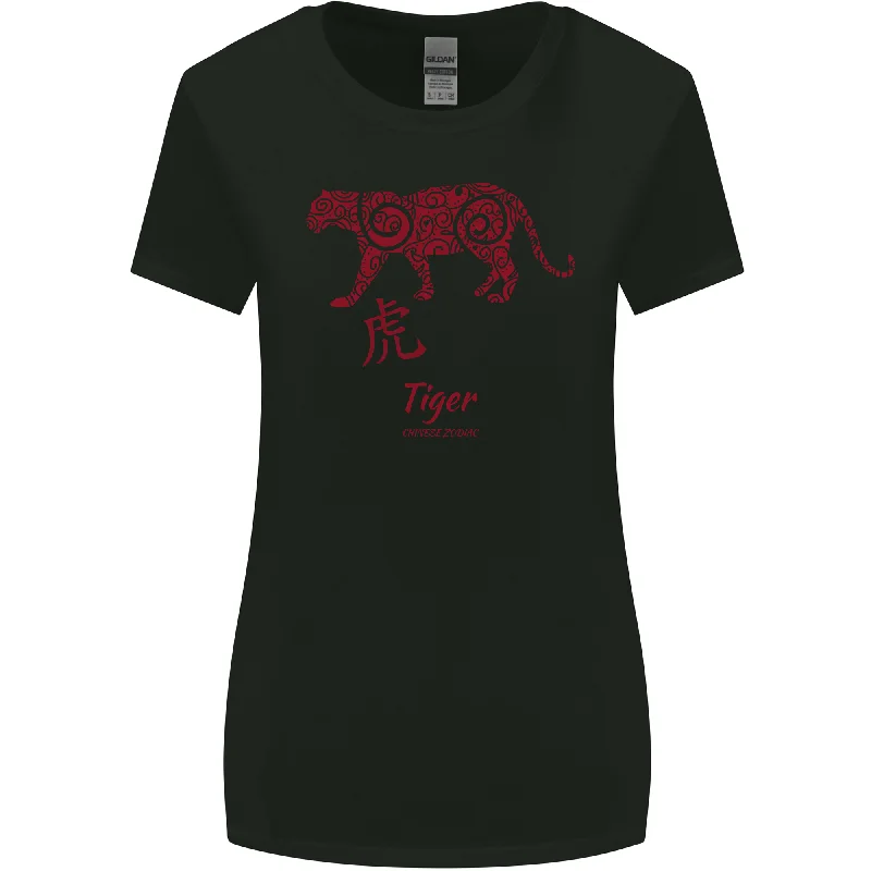 Chinese Zodiac Shengxiao Year of the Tiger Womens Wider Cut T-Shirt Iron Safe Non-Iron Wrinkle Free