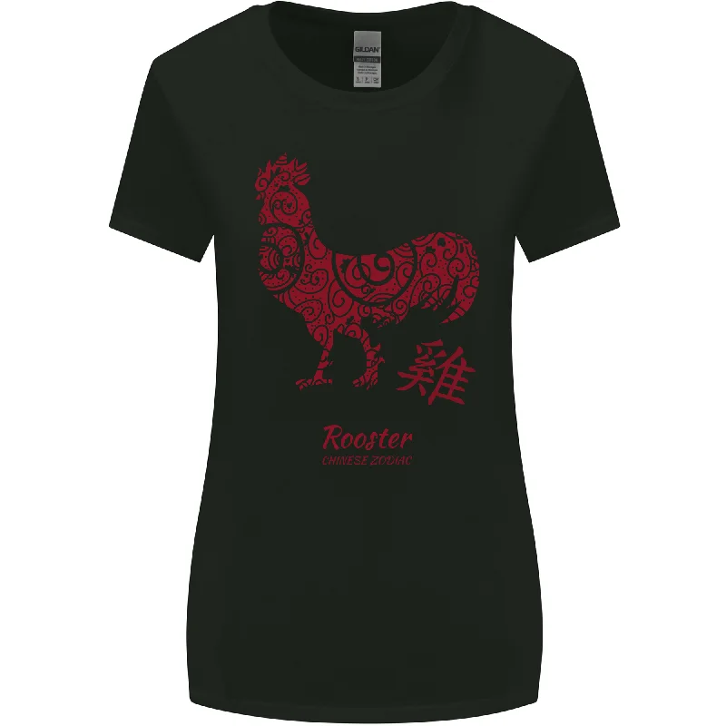 Chinese Zodiac Year of the Rooster Womens Wider Cut T-Shirt Mesh Fabric Canvas Fabric Denim Fabric