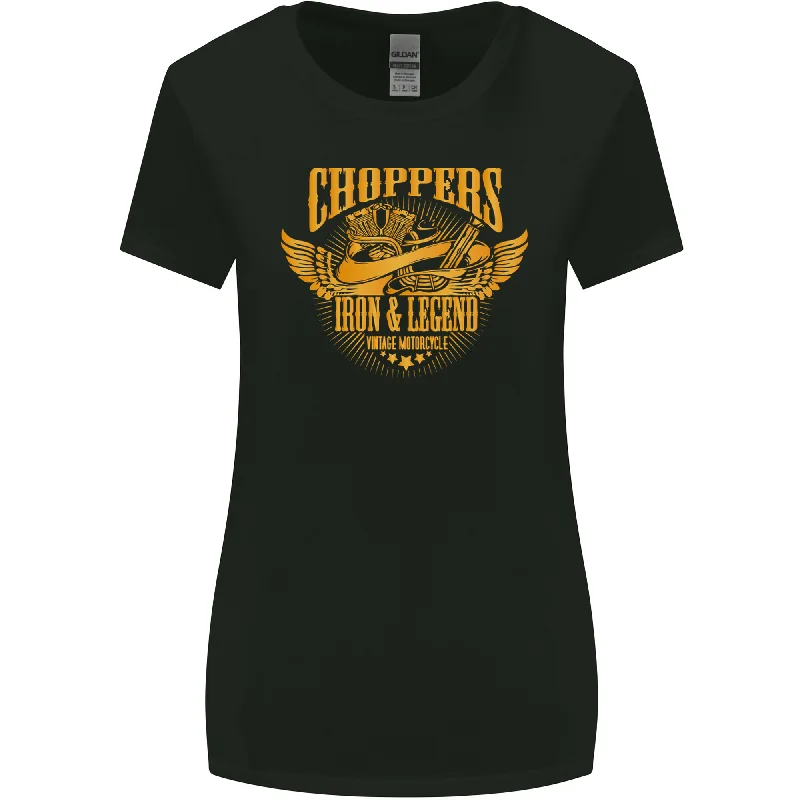 Choppers Legend Motorcycle Motorbike Biker Womens Wider Cut T-Shirt Nylon Fabric Polyester Fabric Spandex Fabric