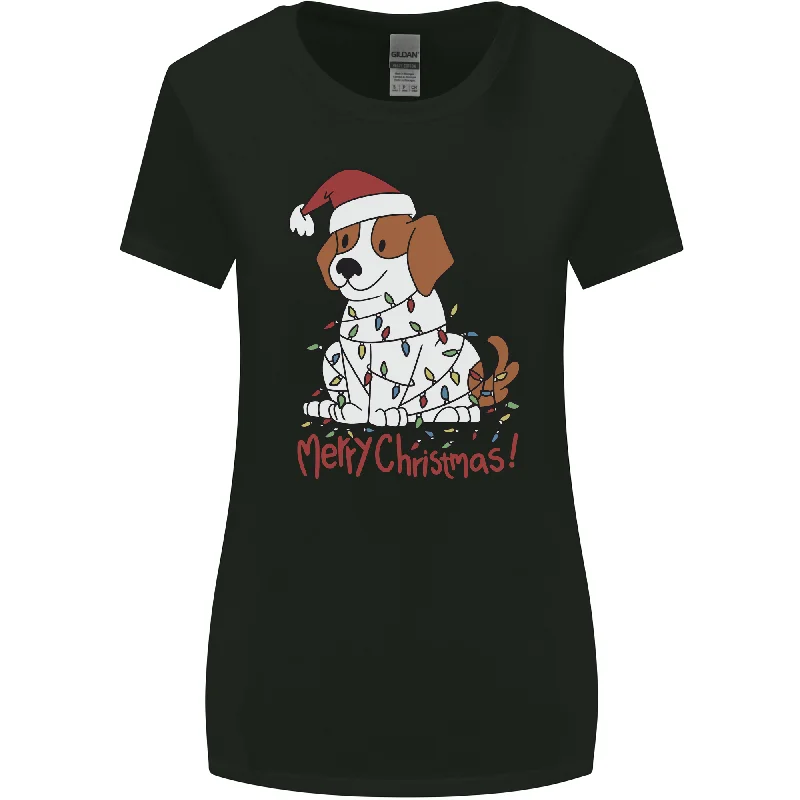 Christmas Beagle Funny Dog Xmas Womens Wider Cut T-Shirt Rayon Velvet Corduroy