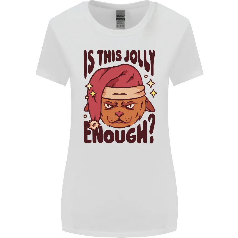 Christmas Cat Is This Jolly Enough Funny Womens Wider Cut T-Shirt Anti-Shrink Durable Soft