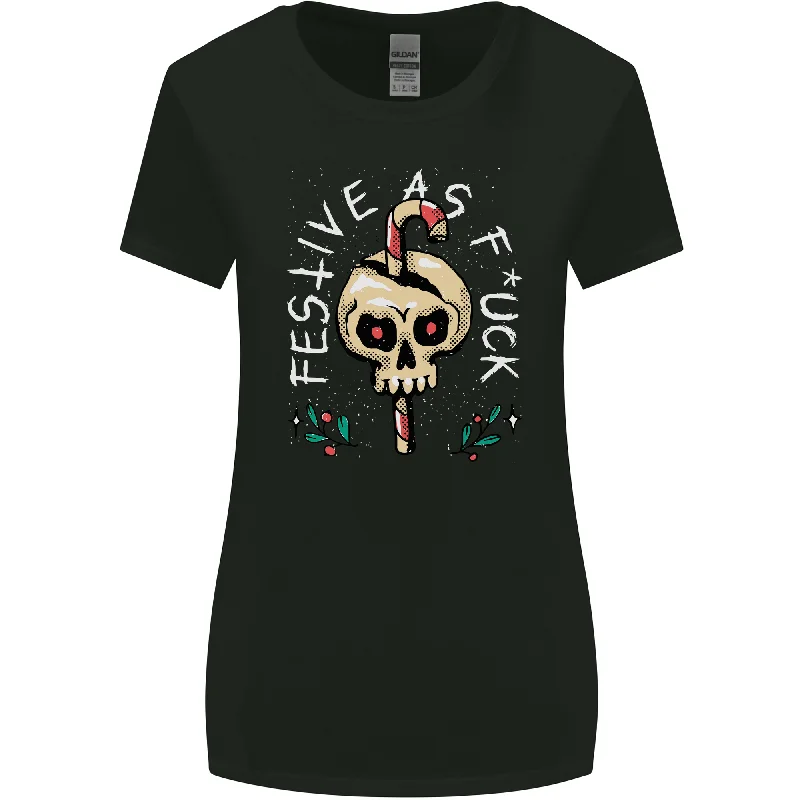 Christmas Festive as F#ck Offensive Bah Humbug Womens Wider Cut T-Shirt Terry Blend Velvet Blend Canvas Blend