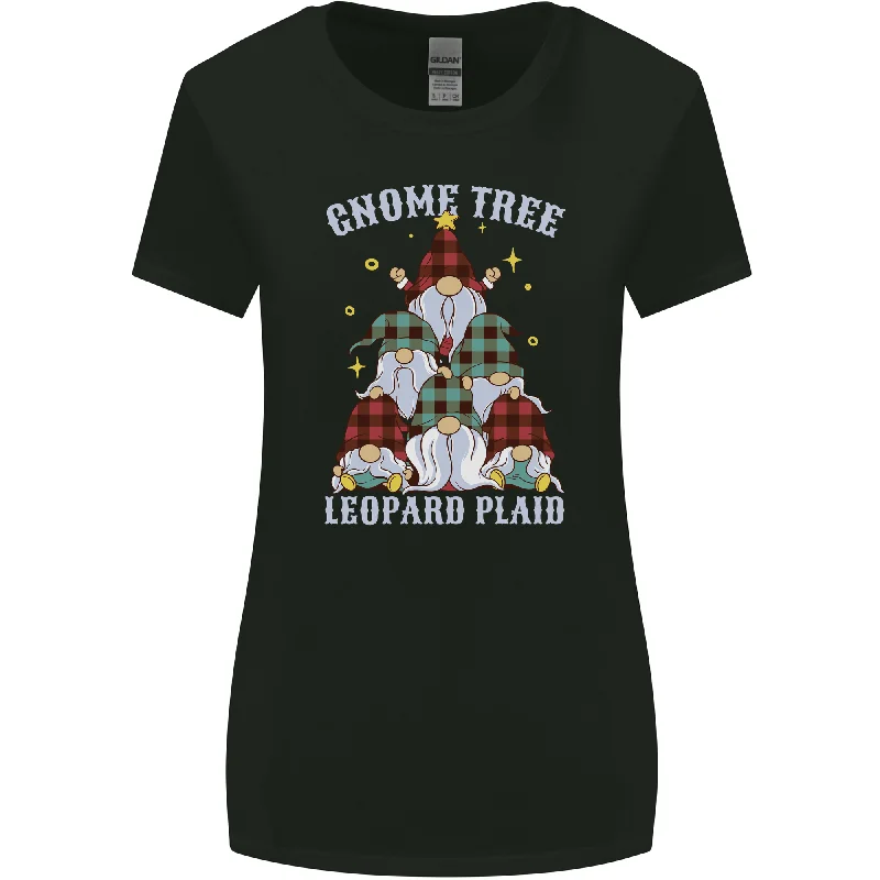 Christmas Gnome Tree Funny Xmas Plaid Tartan Womens Wider Cut T-Shirt Satin Fabric Silk Fabric Chiffon Fabric