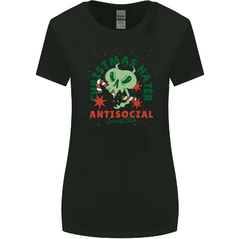 Christmas Hater Bah Humbug Antisocial Xmas Womens Wider Cut T-Shirt Chenille Blend Fleece Blend Nylon Blend