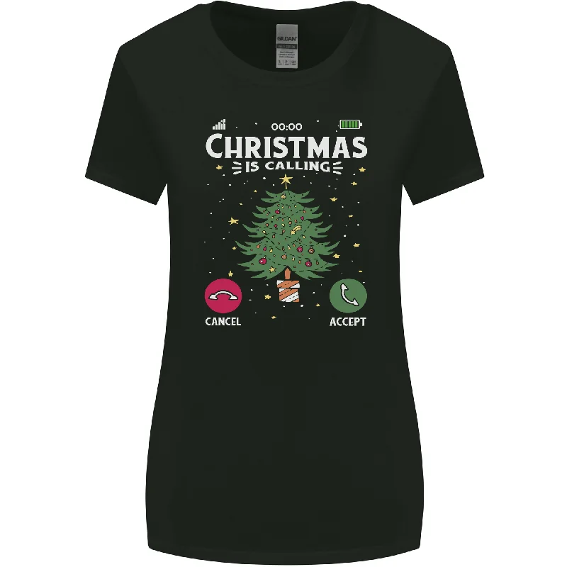 Christmas Is Calling Funny Xmas Phone Womens Wider Cut T-Shirt Cozy Warm Stylish