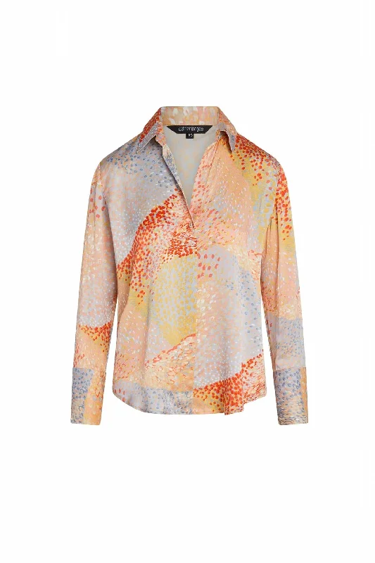 Daria Silk Blouse In Warm Cosmos Casual Relaxed Fit Blouse