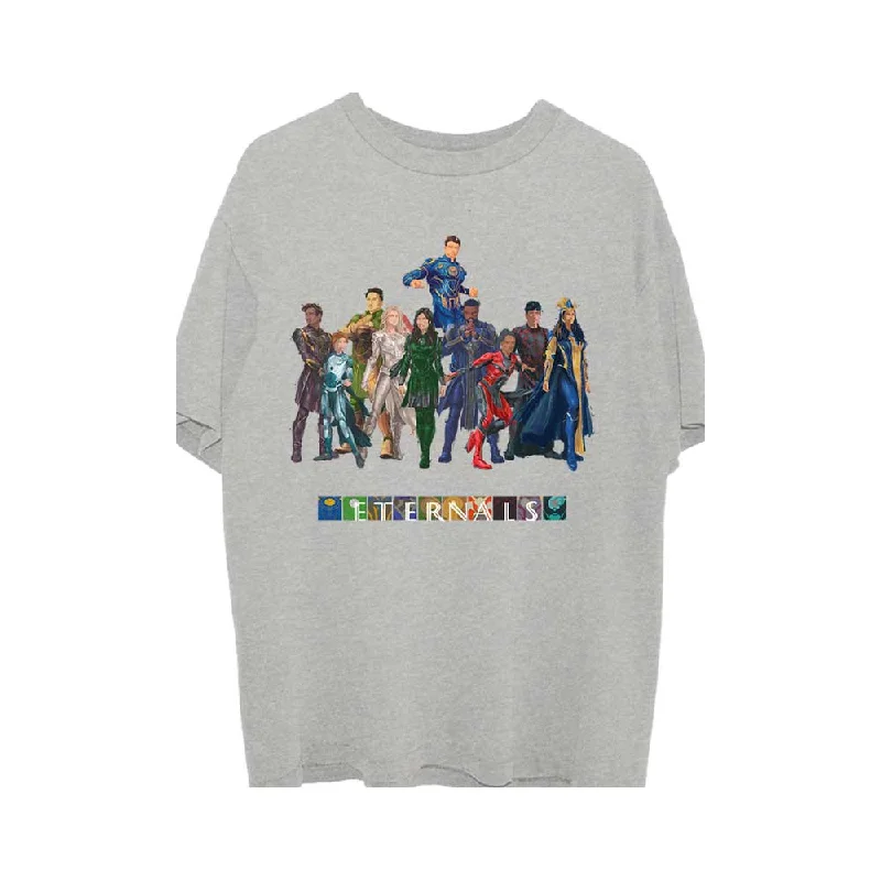 Marvel Comics | Official Band T-Shirt | Eternals Colour Block Characters Collared T-Shirt Boat Neck A-Line