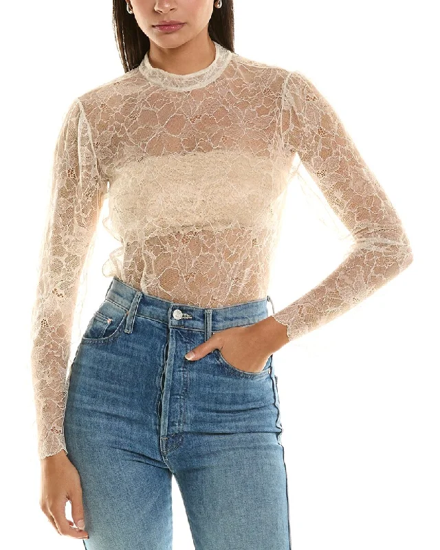 FRAME Denim Mock Neck Blouse Soft Satin Blouse