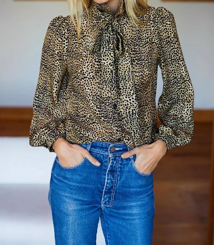 Frankie Blouse In Little Cheetah Silk Elegant Silk Blouse