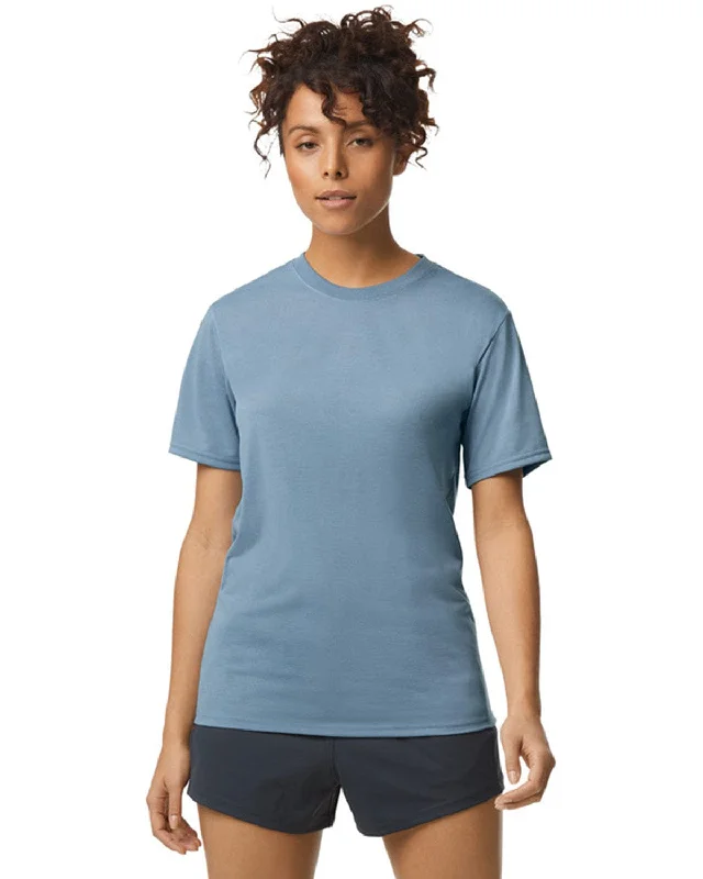 Gildan 4.5 oz. Performance T-Shirt | Stone Blue Front Pockets Side Pockets Patch Pockets