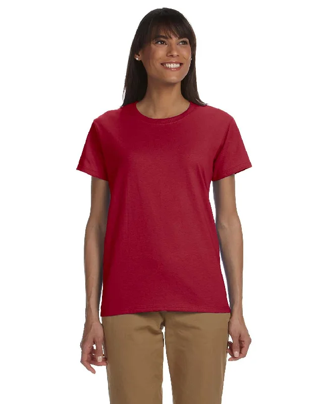 Gildan Ladies Ultra Cotton Heavyweight T-Shirt | Cardinal Red Real Fur Shearling Chenille