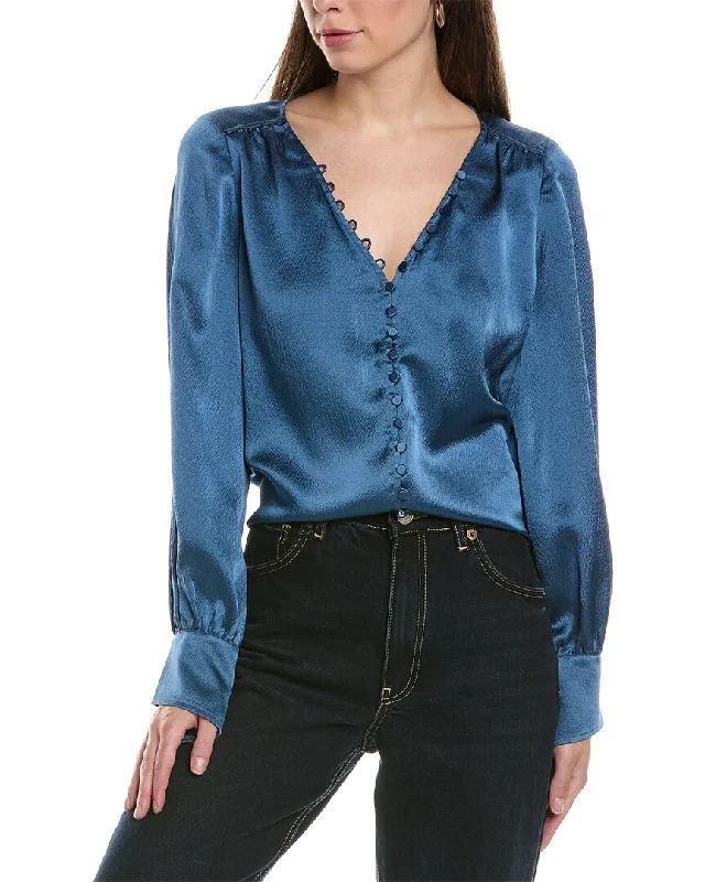 Go> by GoSilk Burst My Buttons Silk Blouse Stretchy Fitted Blouse