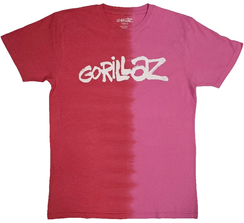 Gorillaz | Official Band T-Shirt | Two-Tone Brush Logo (Wash Collection) Asymmetrical Pockets Print