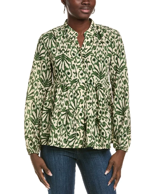 Gracia Tiered Blouse Textured Cotton Blouse