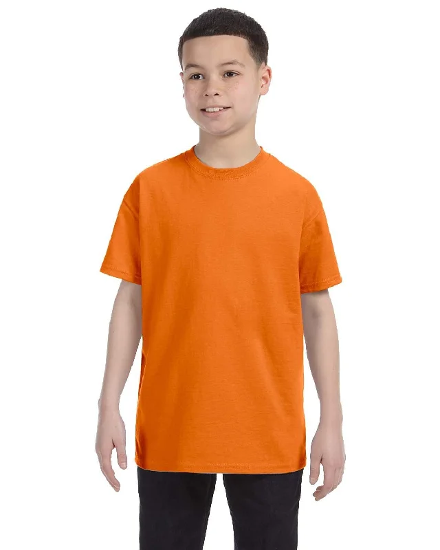 Hanes Youth Authentic-T T-Shirt | Orange Solid Print Embellished