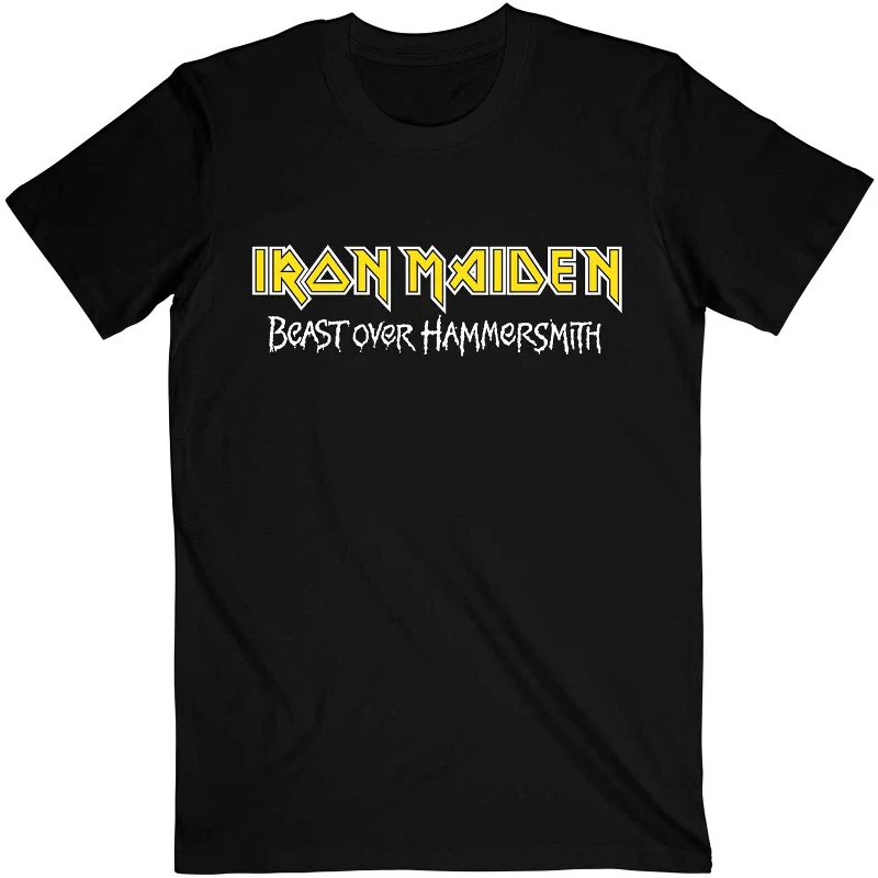 Iron Maiden | Official Band T-Shirt | Beast Over Hammersmith Eddie & Devil (Back Print) Polka Dot Checkered Tartan