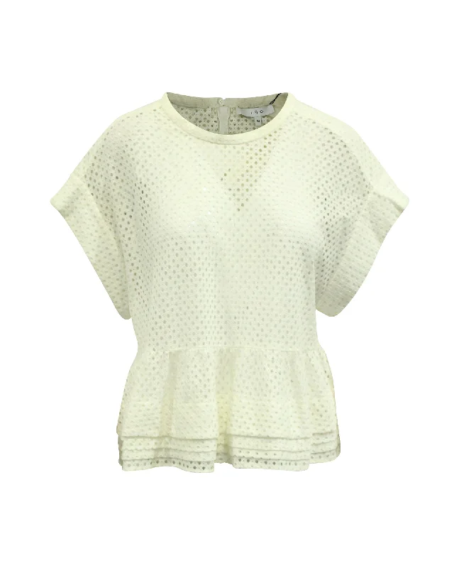 IRO Glen Layered Peplum Blouse in Cream Nylon Modern Oversized Blouse