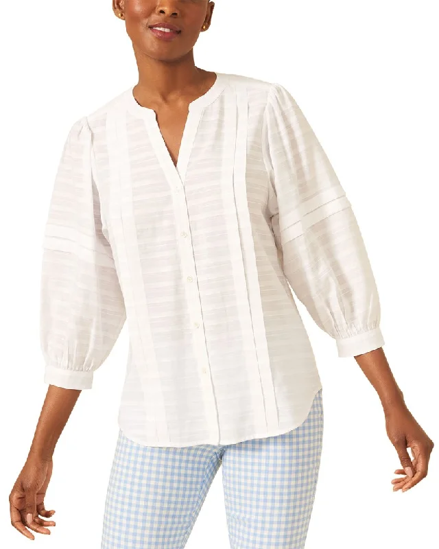 J.McLaughlin Laramie Linen-Blend Blouse Soft Pastel Blouse