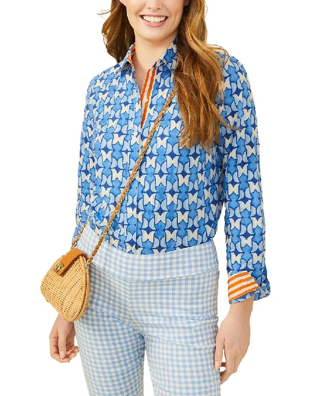 J.McLaughlin Pop Tulip Stripe Lois Blouse Short Sleeve Blouse