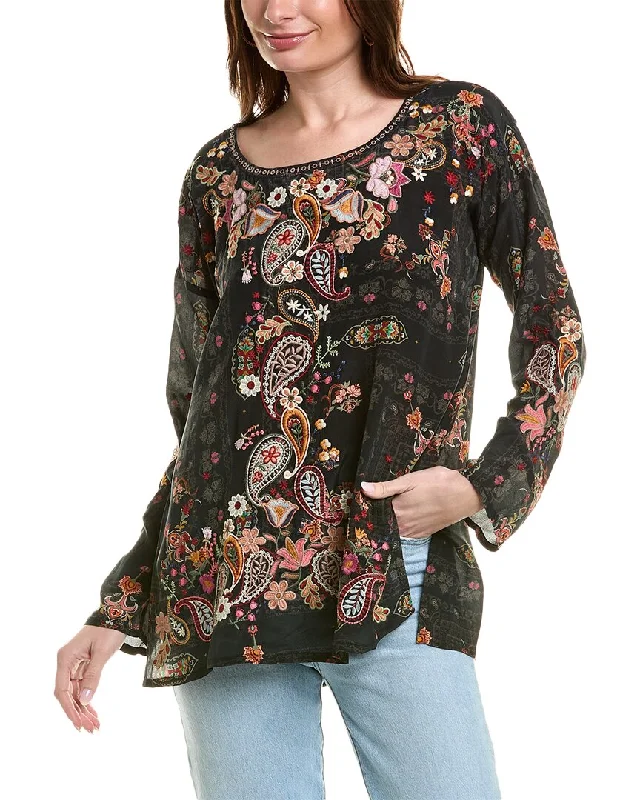 Johnny Was Lori Silk Blouse Wrap Front Blouse