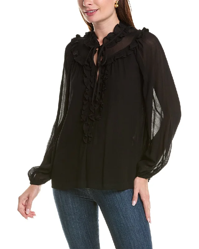 Kobi Halperin Dane Chiffon Blouse Drape Neck Blouse