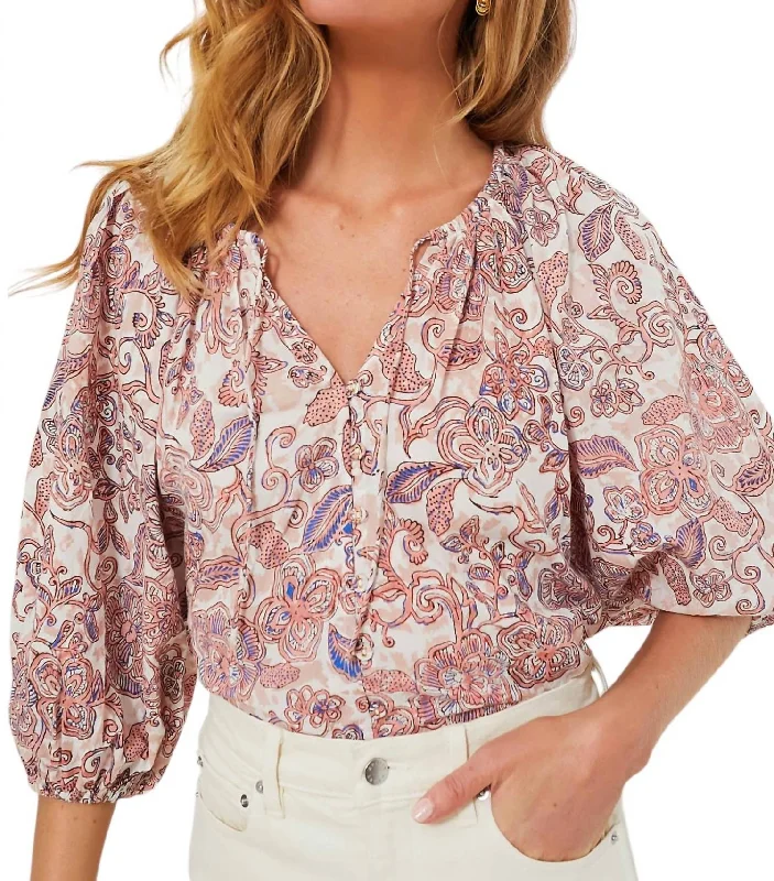 Kyla Blouse In Amara Floral Off-Shoulder Wrap Blouse