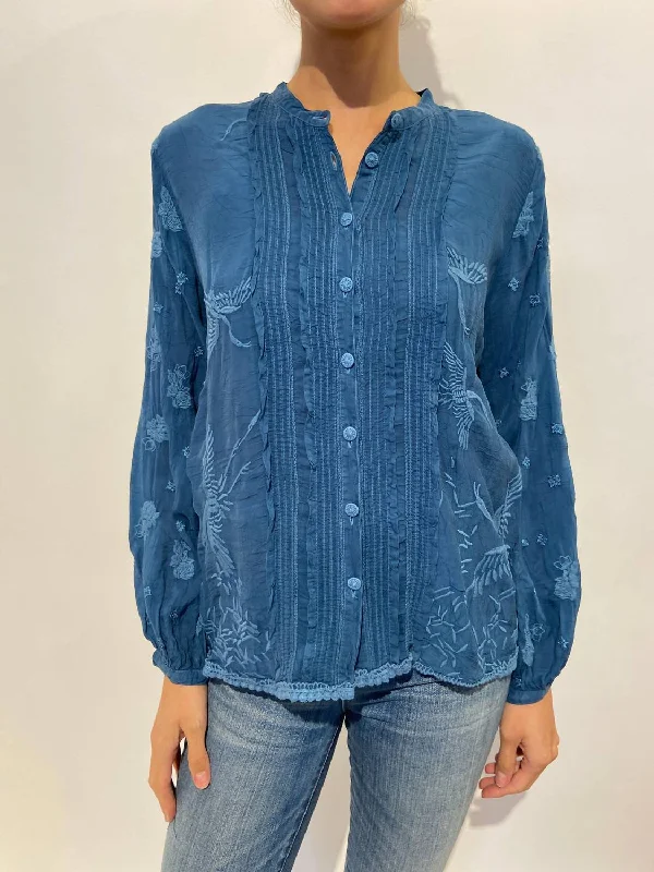 Lily Crane Blouse In Legion Blue Polished Work Blouse