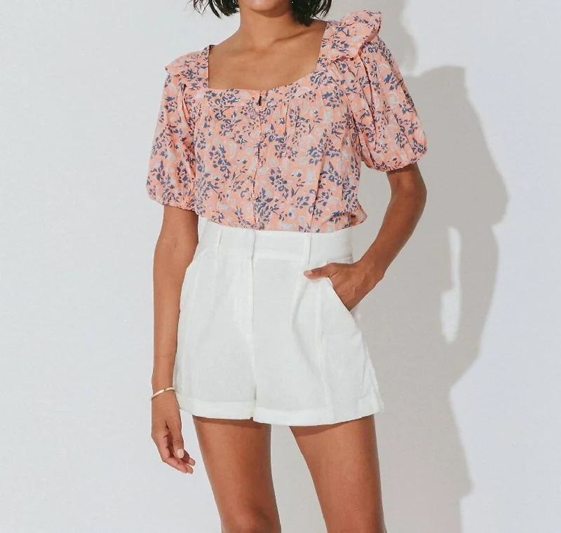 Mariana Blouse In Positano Floral Stylish Wrap Blouse