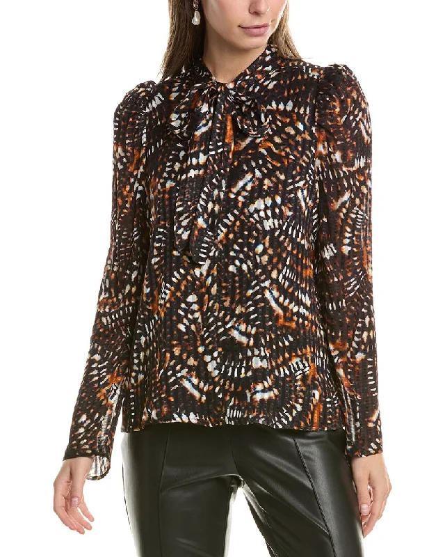 Marie Oliver Kimber Silk-Blend Blouse Casual Stripe Blouse