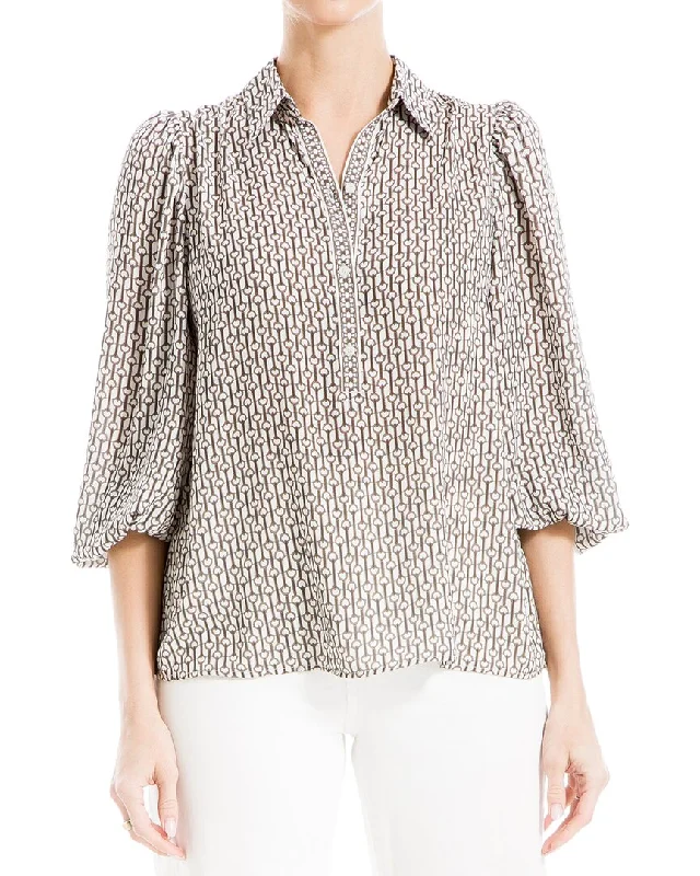 Max Studio 3/4 Sleeve Blouse Elegant Silk Blouse