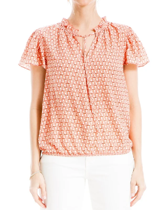 Max Studio Flutter Sleeve Blouse Soft Satin Blouse