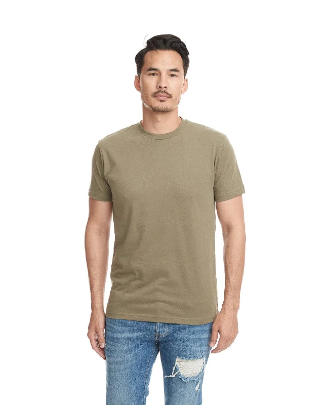 Next Level Mens Sueded T-Shirt | Military Green Real Fur Shearling Chenille