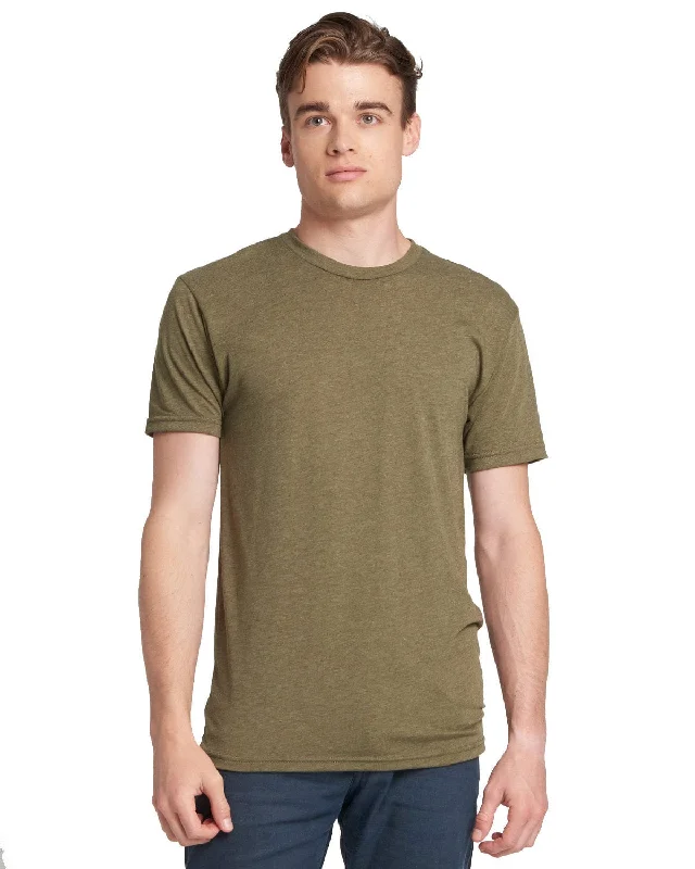 Next Level Mens Triblend Crew Tee | Military Green Houndstooth Herringbone Solid