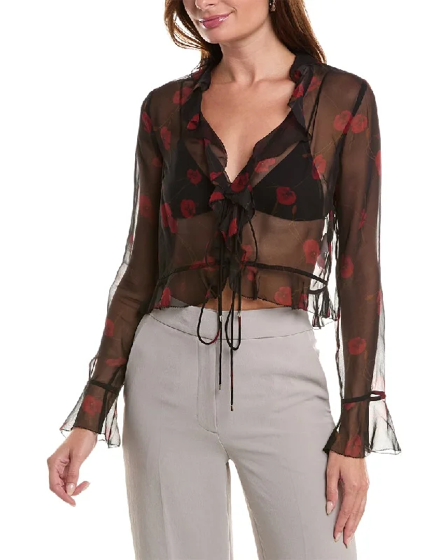 Nicholas Molly Silk-Blend Blouse Double Button Blouse
