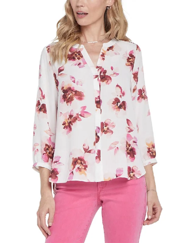 NYDJ Pintuck Blouse Elegant Silk Blouse
