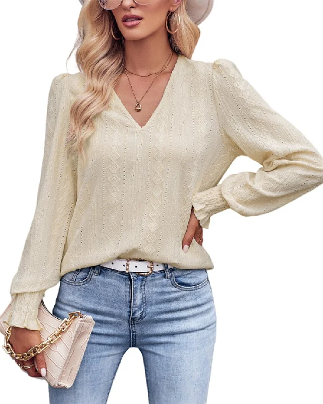 PERSEA Blouse Elegant Semi-Sheer Blouse