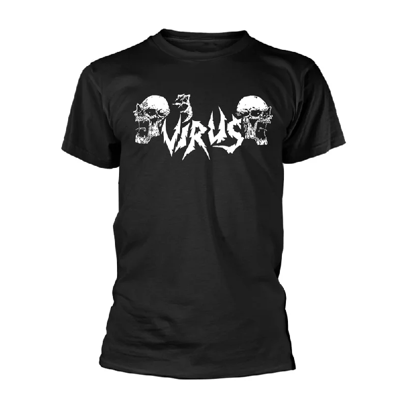 Virus Unisex T-shirt: Logo (Black T-Shirt/White Print) Collared T-Shirt Boat Neck A-Line