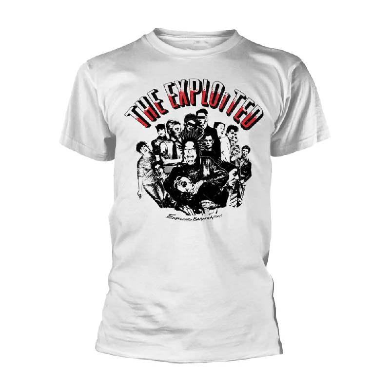 The Exploited | Official Band T-Shirt | Barmy Army (White) Chenille Fabric Brocade Fabric Lace Fabric