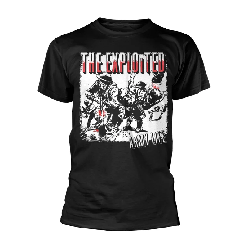 The Exploited | Official Band T-Shirt | Army Life (Black) Solid Print Embellished