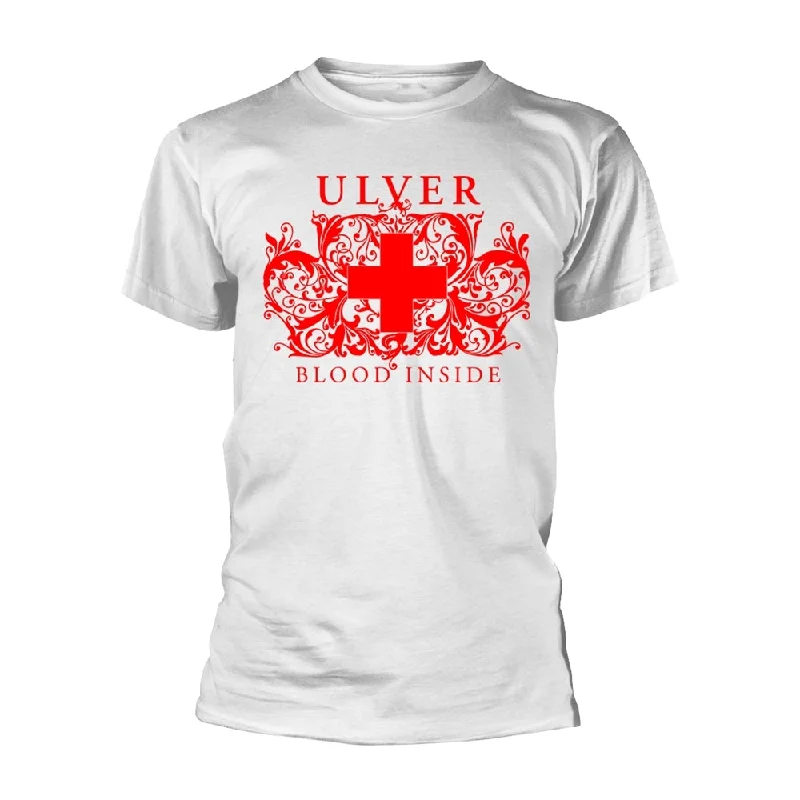 Ulver | Official Band T-Shirt | Blood Inside (White) (Back Print) Hooded Caped Shawl Collar