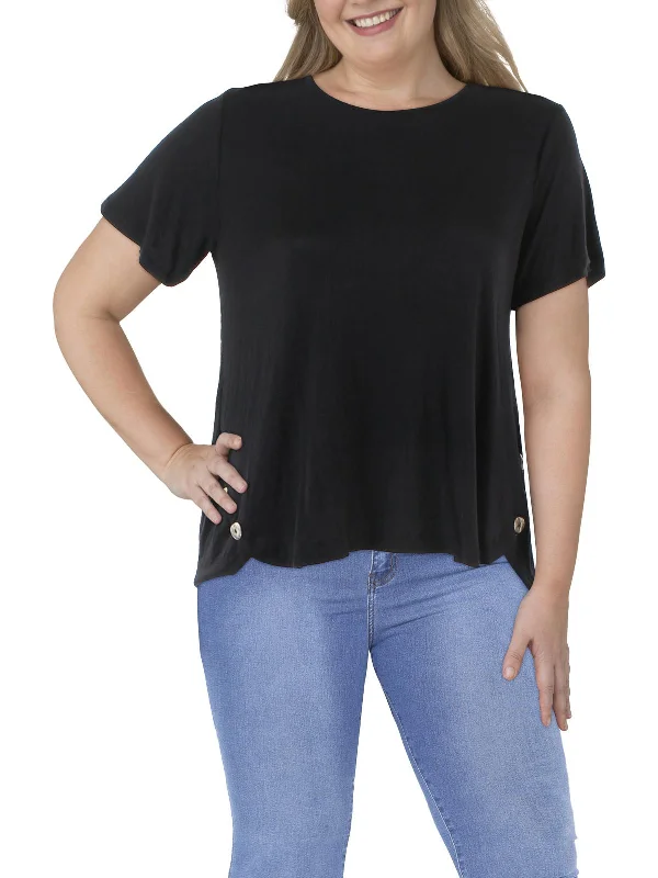 Plus Womens Slub Knit Blouse Chic Sleeveless Blouse