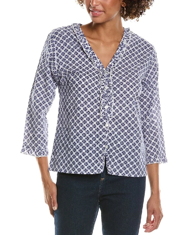 Pomegranate Flange Button Blouse Double-Layered Blouse