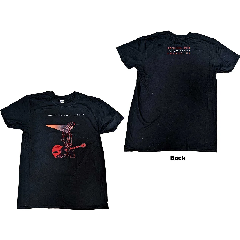 Queens Of The Stone Age | Official Band T-Shirt | Prague 2018 (Back Print) Satin Blend Silk Blend Wool Blend