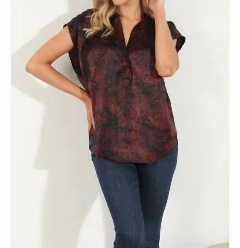 Randall Woven Dolman Blouse In Plum Classic Minimalist Blouse