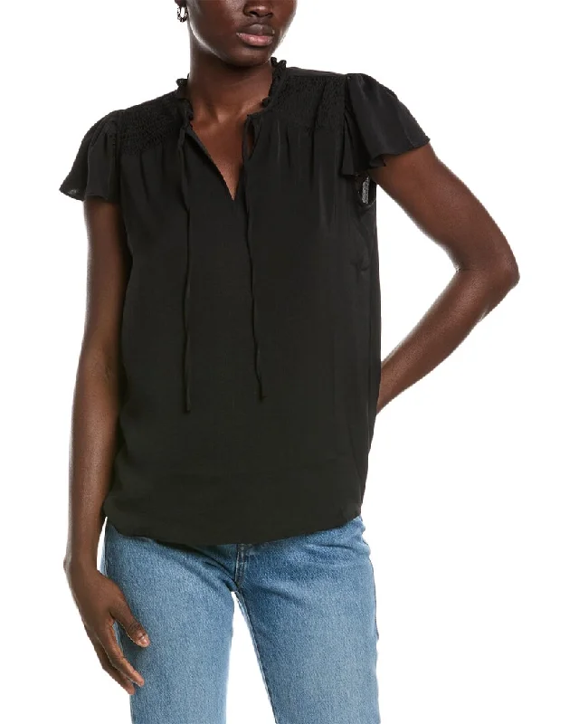 Renuar Tie Neck Blouse Bell Sleeve Blouse