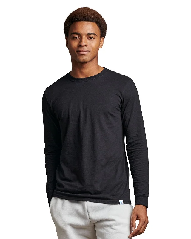 Russell Athletic Unisex Essential Performance Long-Sleeve T-Shirt | Black Spandex Blend Rayon Blend Denim Blend