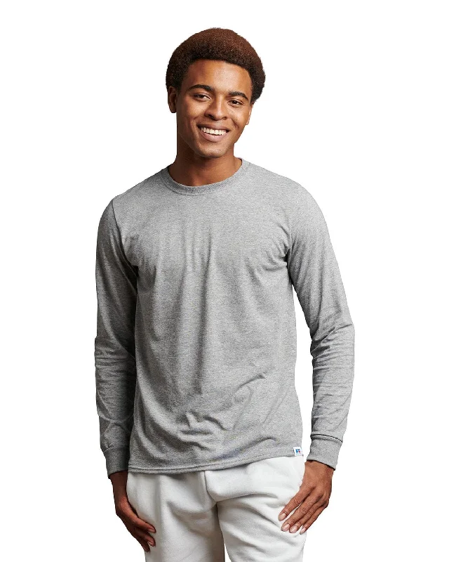 Russell Athletic Unisex Essential Performance Long-Sleeve T-Shirt | Oxford Fitted T-Shirt Seamless Stretchy